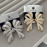 Pave zircon bow earrings