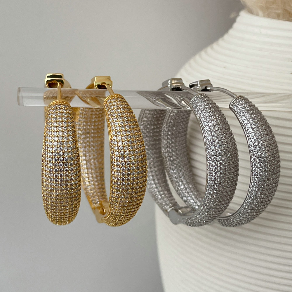 Pave zircon chunky fat earrings