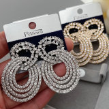 Pave zircon circle earrings