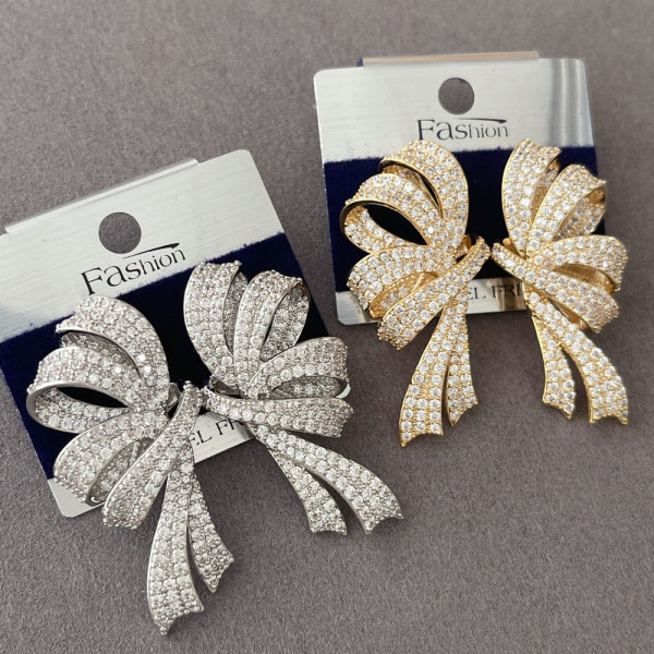 Pave zircon bow earrings