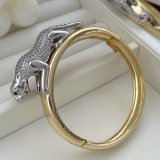 Pave zircon two tone tiger bangle