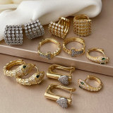 Pave two tone heart snake earrings