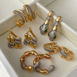 Pave two tone snake earrings