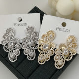 Pave zircon flower earrings