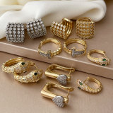 Pave two tone heart snake earrings