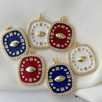 Square enamel eye charm