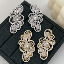 Pave zircon flower earrings