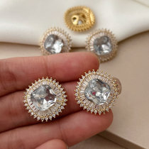 Pave zircon square earrings