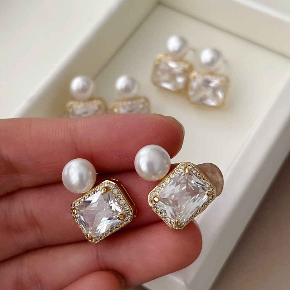 Square stone earrings
