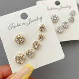 Pave zircon set flower earrings