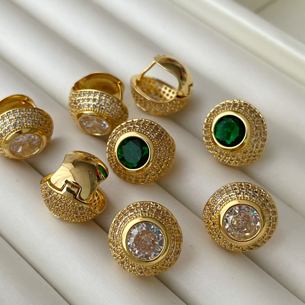 Pave ball earrings