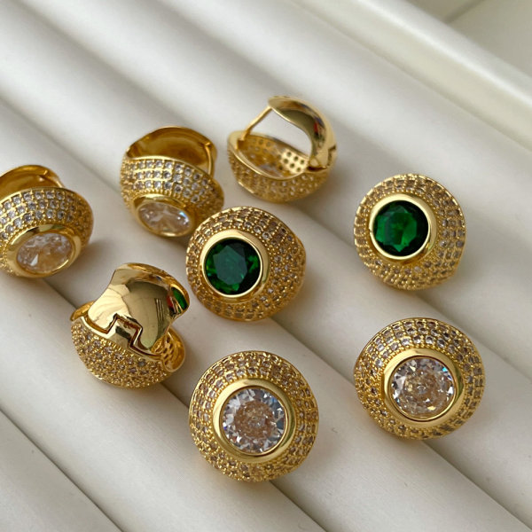 Pave ball earrings