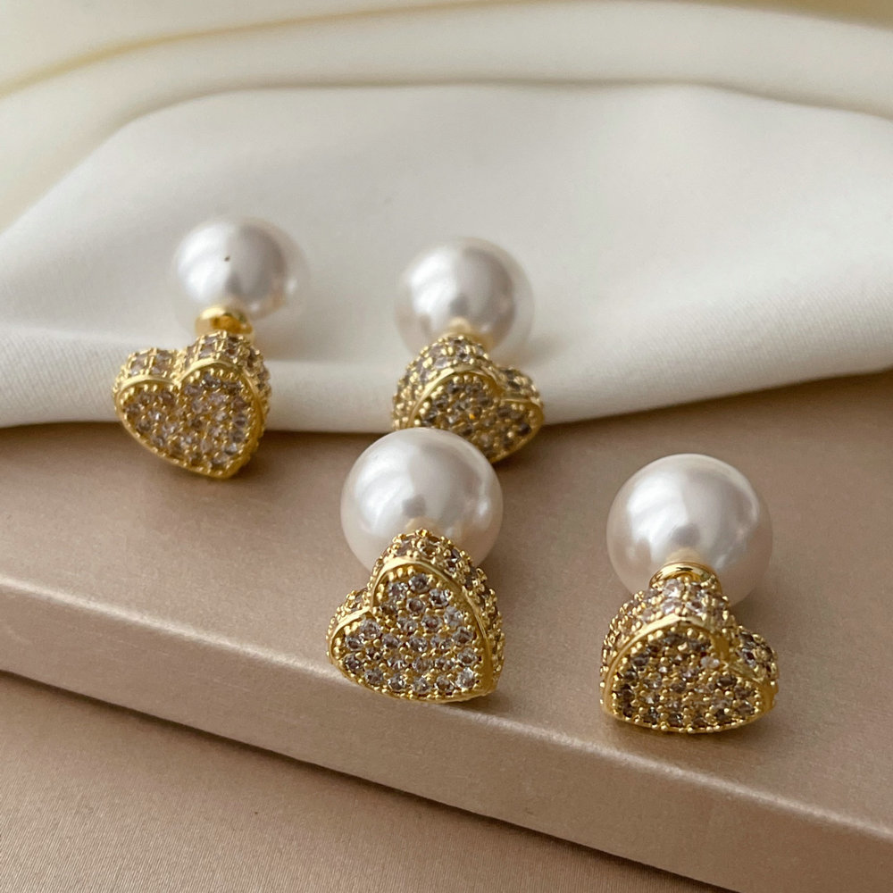 heart pearl earrings