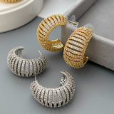 Chunky pave half moon hoop