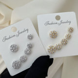 Pave zircon set flower earrings