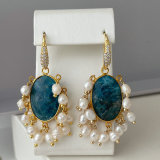 Gemstone pearl earrings