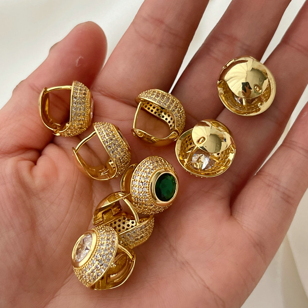 Pave ball earrings