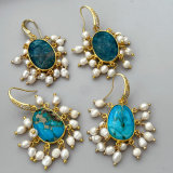Gemstone pearl earrings