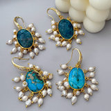 Gemstone pearl earrings
