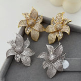 pave zircon flower earrings
