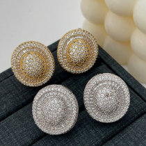 Pave zircon oval shape earrings