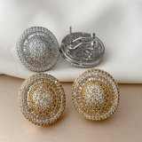 Pave zircon oval shape earrings