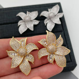 pave zircon flower earrings