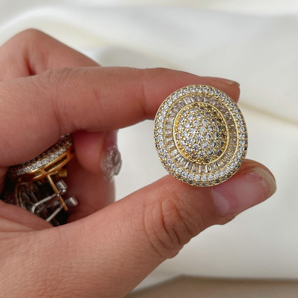 Pave zircon oval shape earrings
