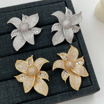 pave zircon flower earrings