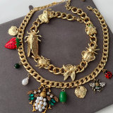 inset bee cuban chain necklace