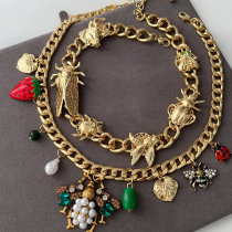 inset bee cuban chain necklace