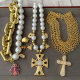 Chunky necklace with ladybug charm cross pendant