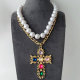 Colorful cross pendant necklace