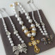 Bow necklace  cross bead necklace