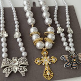 Bow necklace  cross bead necklace