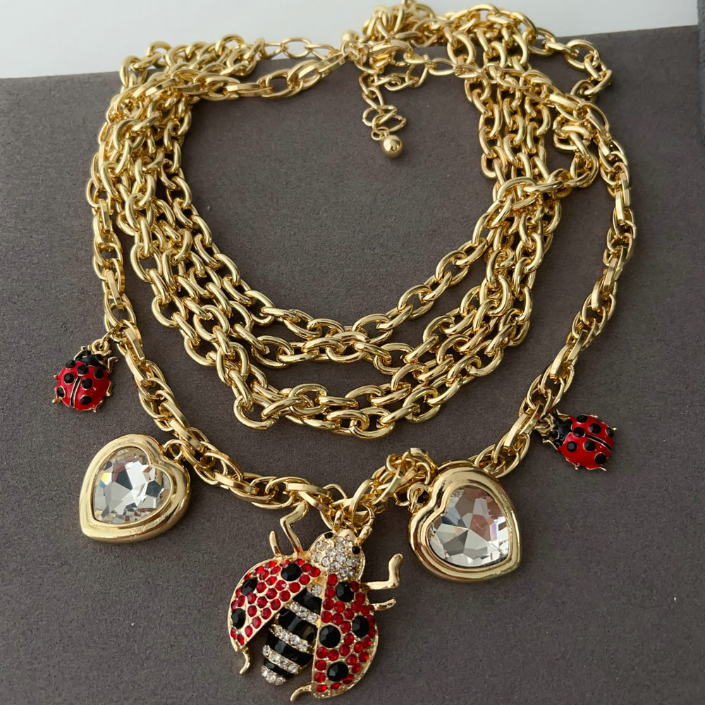 Chunky chain ladybug necklace