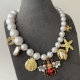 bee charm glass pearl necklace