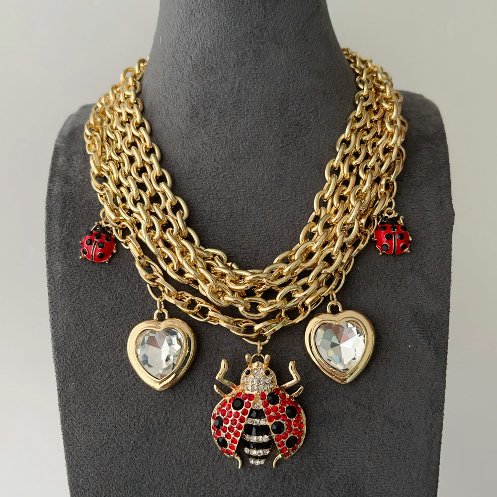 Chunky chain ladybug necklace