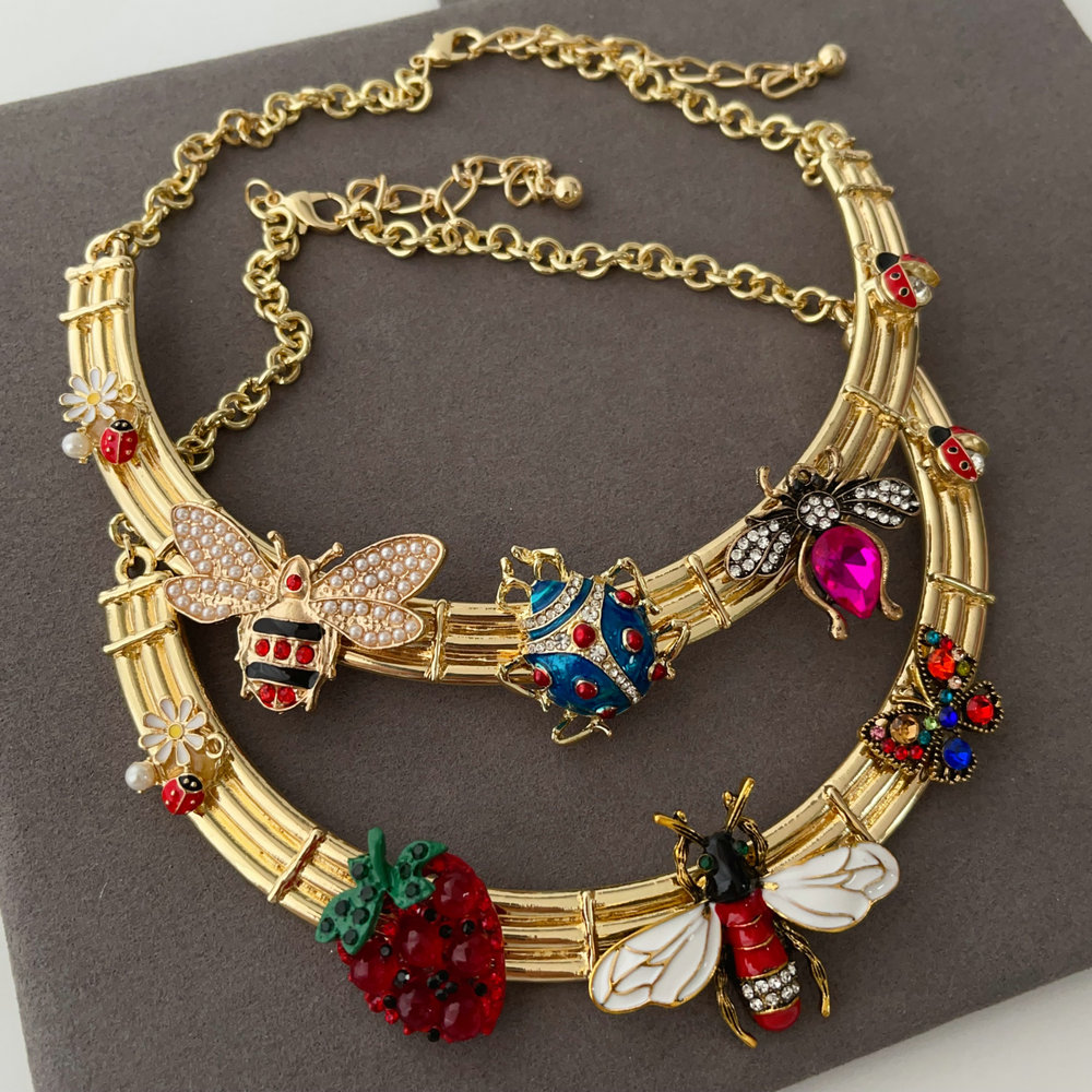 Inset bee ladybug necklace