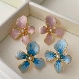 Enamel flower earrings