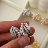 Pave zircon pearl earrings
