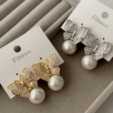 Pave zircon butterfly earrings