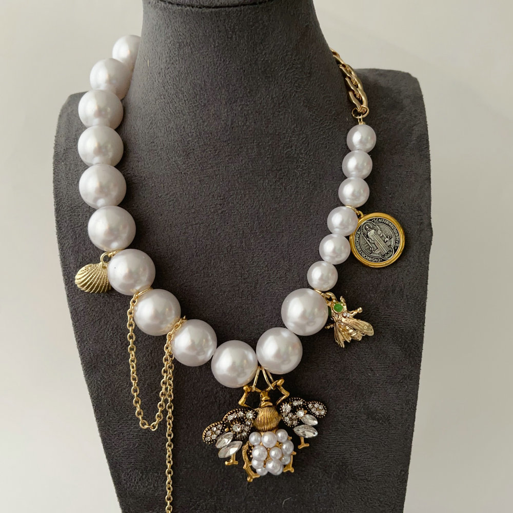 Bee charm necklace