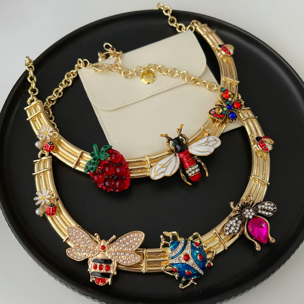 Inset bee ladybug necklace