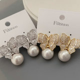 Pave zircon butterfly earrings