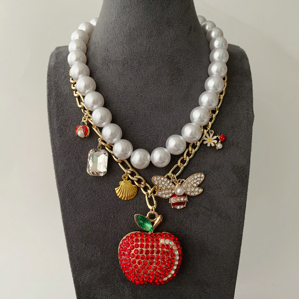 Apple charm layer necklace