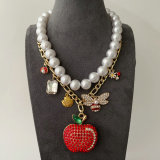 Apple charm layer necklace