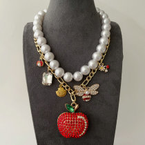 Apple charm layer necklace