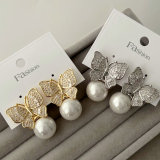 Pave zircon butterfly earrings
