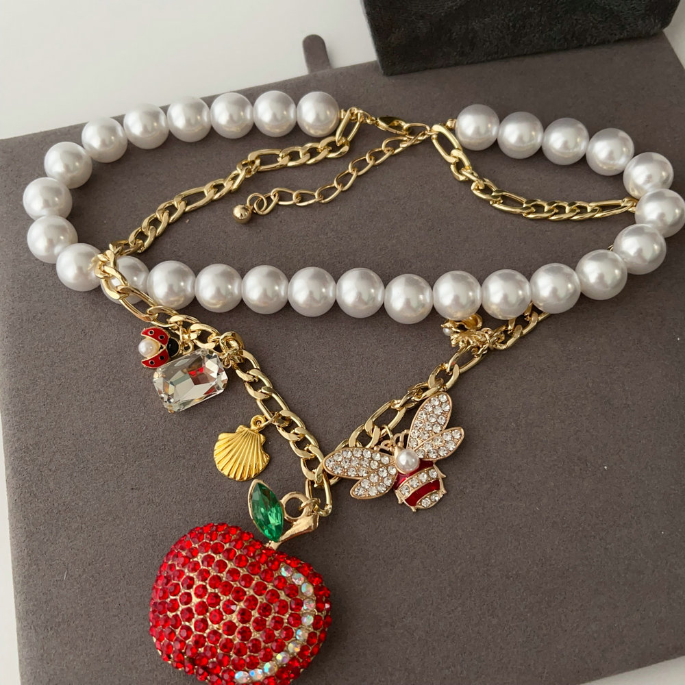 Apple charm layer necklace
